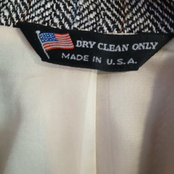 Men's John Alexander Herringbone  Tweed Blazer Grey GUC Made in USA - Picture 5 of 8